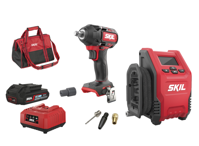 Cordless impact wrench and cordless air compressor (combo kit) Cordless impact wrench and cordless air compressor (combo kit)