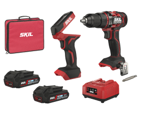 „Brushless“ akumuliatorinis gręžtuvas ir LED prožektorius (dvigubas rinkinys)