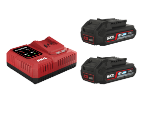 Batteries (Lithium-Ion « 20V Max KEEPCOOL™ » de 2,5 Ah) et chargeur « PWRJUMP™ »